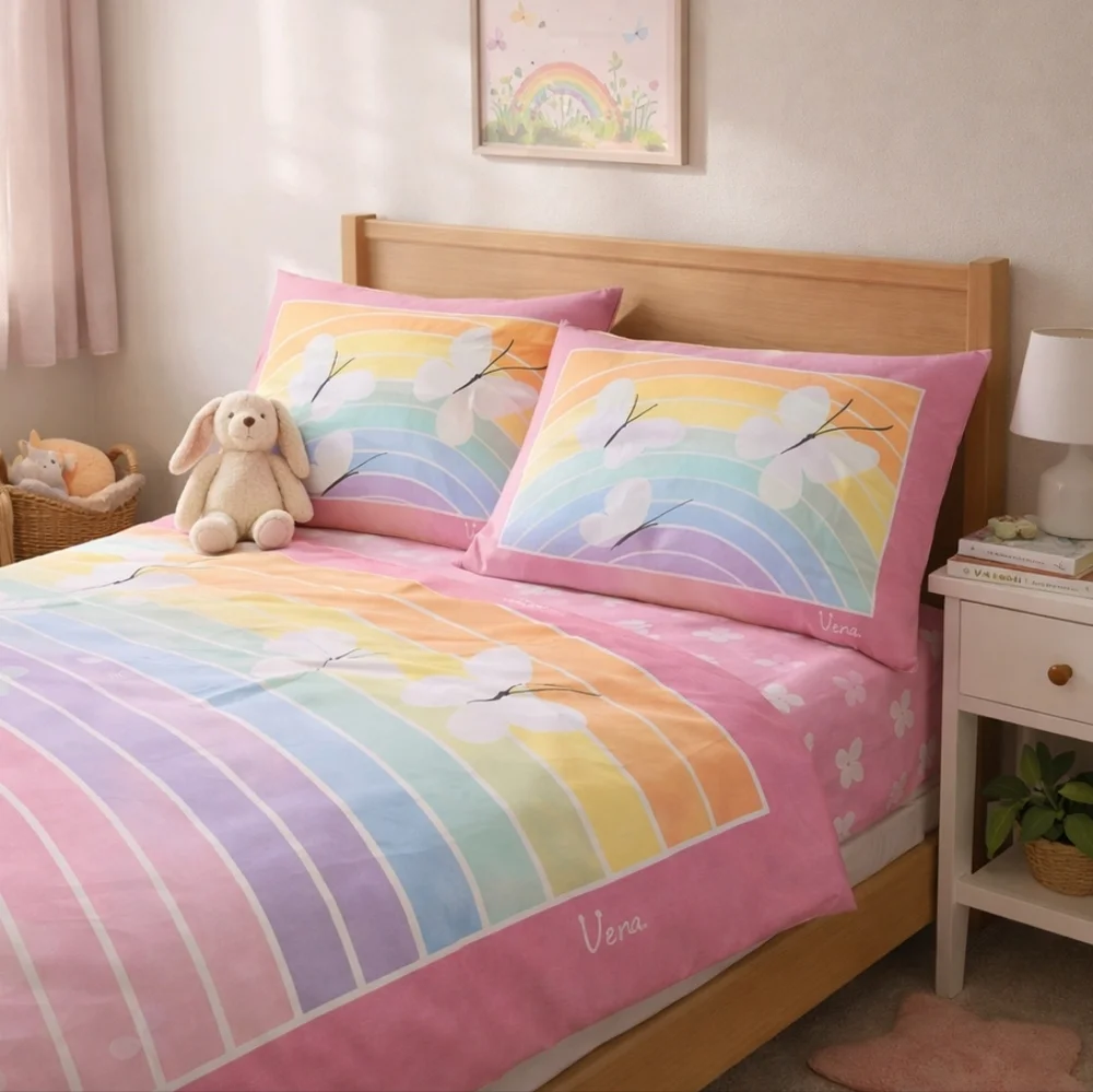 Vera Neumann x Burlington Rainbow Butterfly 4pc Full Sheet Set NWOT